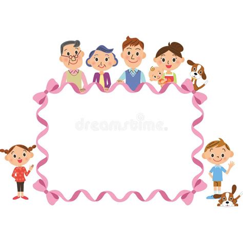 Three-generation Family and Ribbon Frame Stock Vector - Illustration of ...