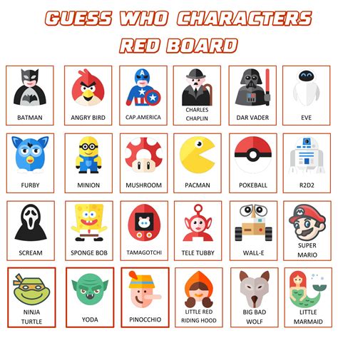 Free Printable Guess Who Character Cards - PRINTABLE TEMPLATES