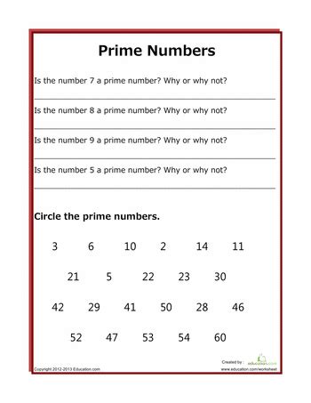 Practice with Prime Numbers | Worksheet | Education.com | Prime numbers ...