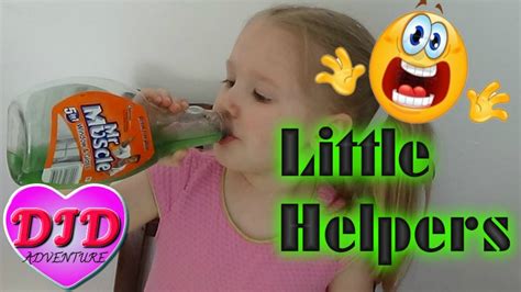 Kids drinking Mr Muscle Window cleaner Little helpers making funny joke - YouTube