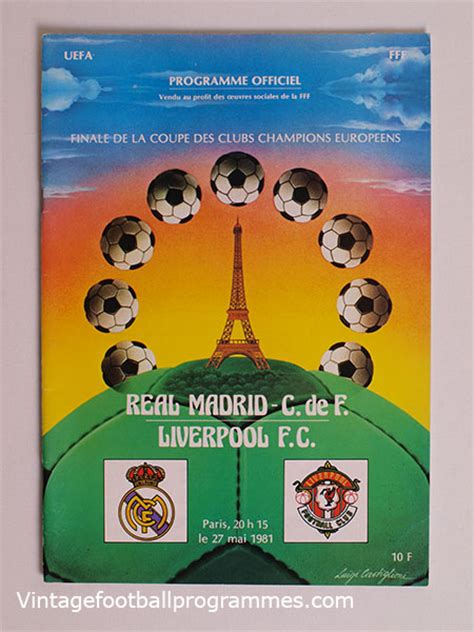 1981 European Cup Final Programme, Real Madrid vs Liverpool football programme for sale