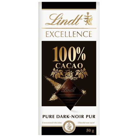 Lindt EXCELLENCE 100% Cacao Dark Chocolate Bar, 50g