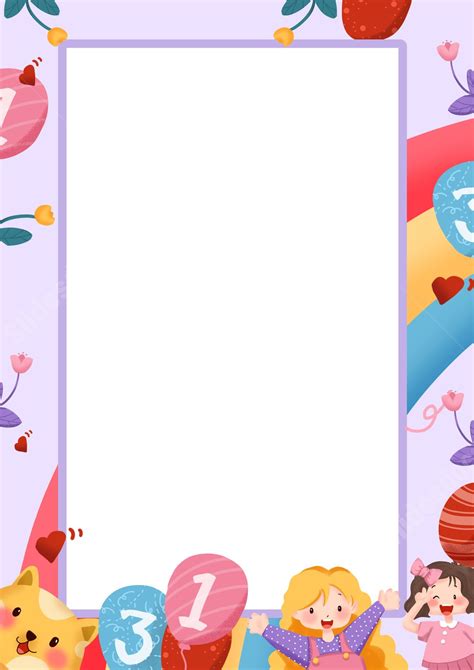 Happy Border Of Little Cute Kids Page Border Background Word Template ...