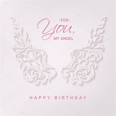 Happy birthday card with angel wings — Stock Vector © mirrima #195563856