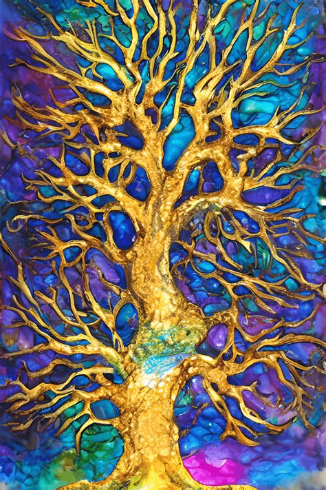 Acrylic Pour Tree of Life Painting · Creative Fabrica