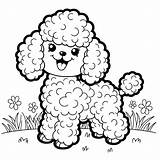 Cute poodle On Grassy Field coloring Page Lulu Pages sketch template
