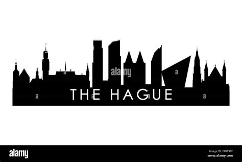 The Hague skyline silhouette. Black The Hague city design isolated on ...