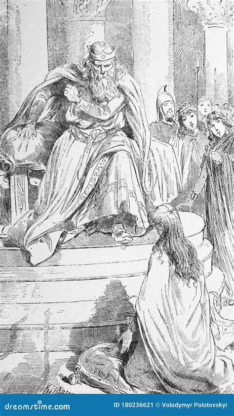 The Illustration from the King Lear in the Old Book Shakespeare, by J. Darmesteter, 1889, Paris ...