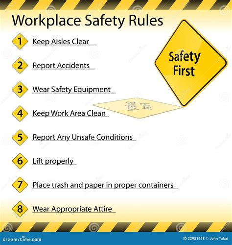 Workplace Safety Rules stock vector. Illustration of containers - 22981918