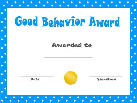 Good Behavior Printable Certificates