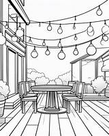 Premium Photo  Coloring Pages Of A patio With Table And Chairs sketch template