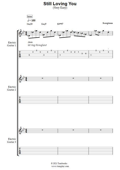 Still Loving You (Very Easy Level) (Scorpions) - Guitar Tabs and Sheet Music