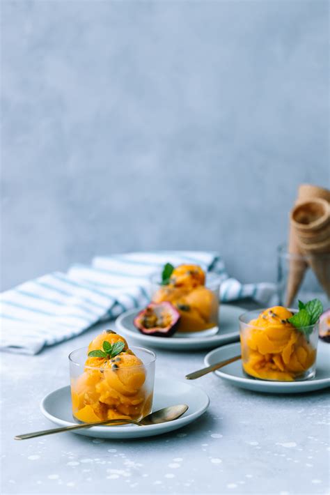 Mango Passion Fruit Sorbet Recipe ( Vegan) | Le Petit Eats