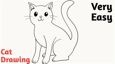 Cat simple Drawing with Number 5 | How To Draw a Cat Step by Step ...