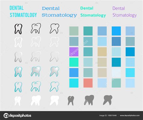 Dental set design elements color style icons fuentes vector, gráfico vectorial © silvercircle ...