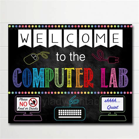 Computer Lab School Sign, Classroom Decor, Teacher Door Sign, Computers Class Sign, Classroom ...