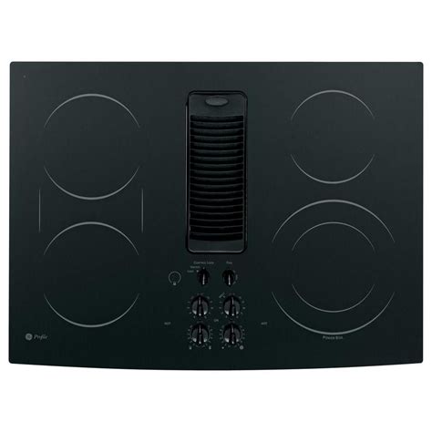 GE Profile 30 in. Glass Ceramic Downdraft Radiant Electric Cooktop in Black with 5 Elements ...