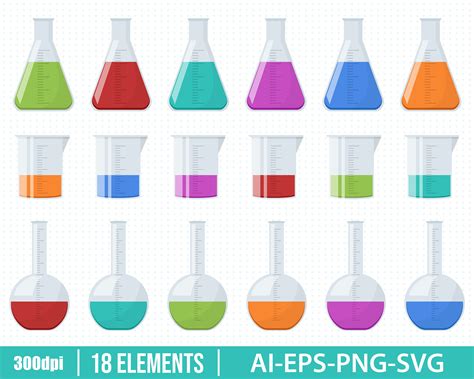 Laboratory Chemical Flask Clipart Vector Design Illustration. - Etsy