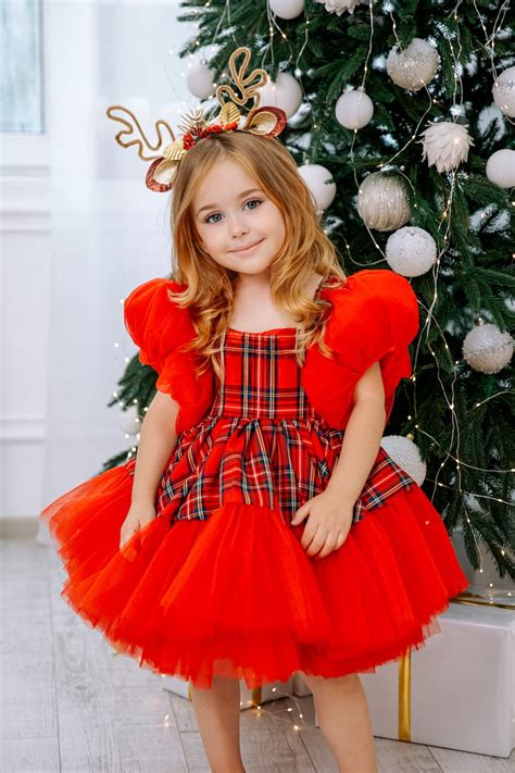 Christmas Baby Girl Dress Red Plaid Christmas Gown Christmas - Etsy