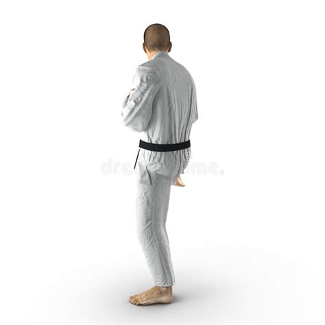 White Karate Fighter Isolated on White Background. 3D Illustration ...