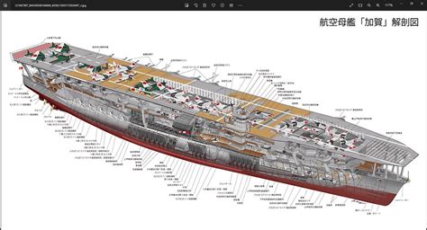 IJN aircraft carrier KAGA cutaway. [1920x1040] : r/WarshipPorn