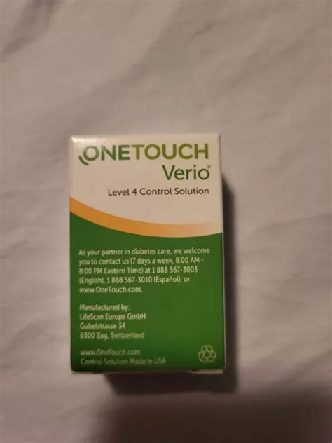 ONETOUCH VERIO LEVEL 4 Control Solution Vial For Glucose Meter 2 vials ...