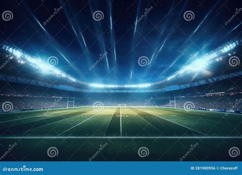 Football Field. Dramatic Sky Stock Illustration - Illustration of ...