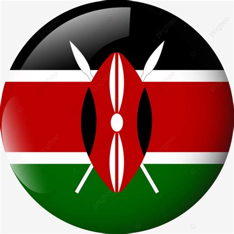 Kenya Round Flag Glossy Glass Effect Vector Transparent Background ...