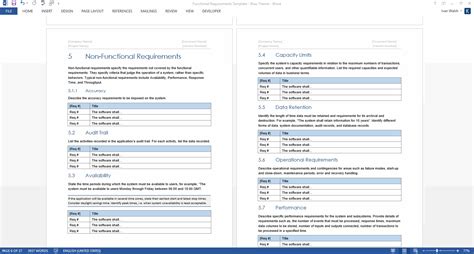 Functional Requirements Specification – MS Word & Excel Template