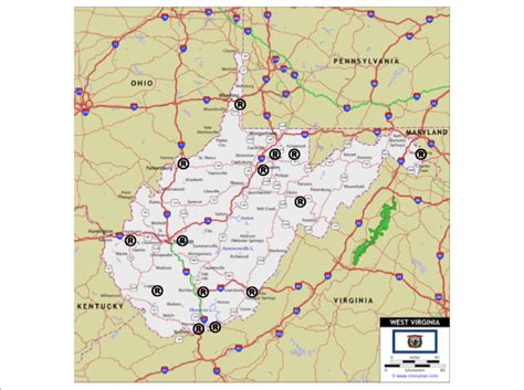 West Virginia map with all 14 radiation therapy centers. | Download Scientific Diagram