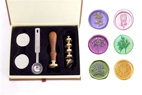 6pcs Botanical Wax Seal Stamp Set /6 Stamps in Paper Box Set | Etsy