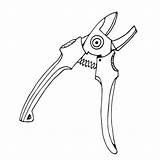 Pruning Shears Drawing sketch template