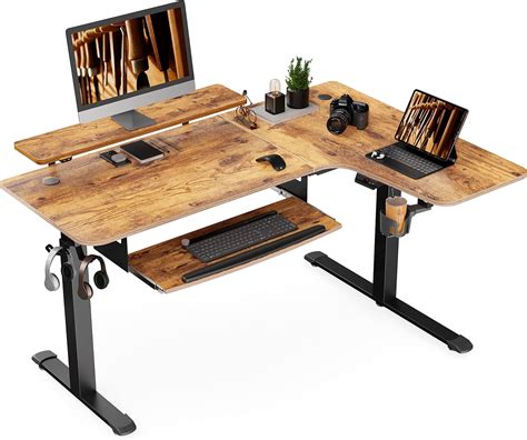 Buy EUREKA ERGONOMIC L Shaped Standing Desk with Keyboard Tray, 61 Electric Height Adjustable ...