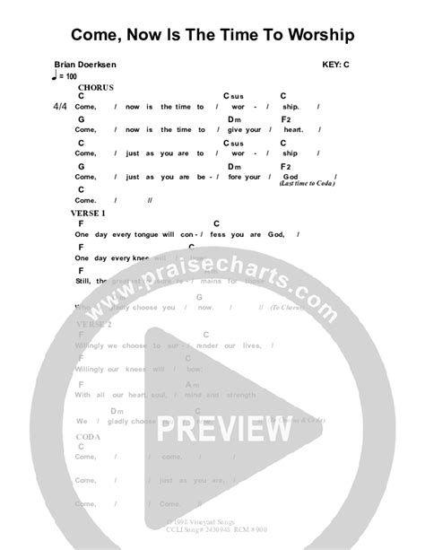 Come Now Is The Time To Worship Chords PDF (Dennis Prince / Nolene Prince) - PraiseCharts