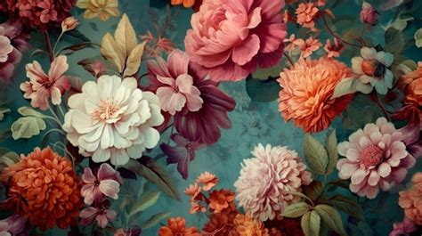 Premium Photo | Beautiful fantasy vintage wallpaper botanical flower ...