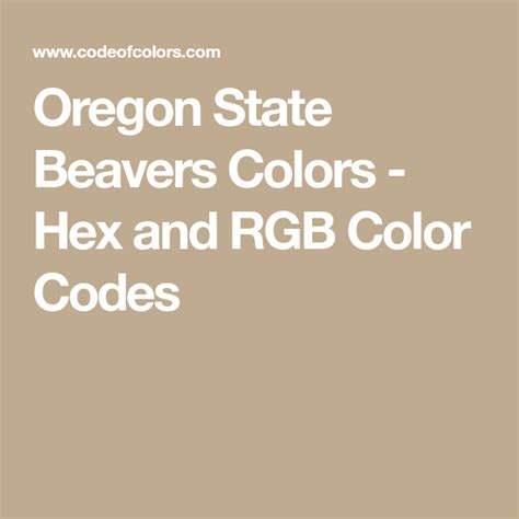 Oregon State Beavers Colors - Hex and RGB Color Codes | Oregon state ...