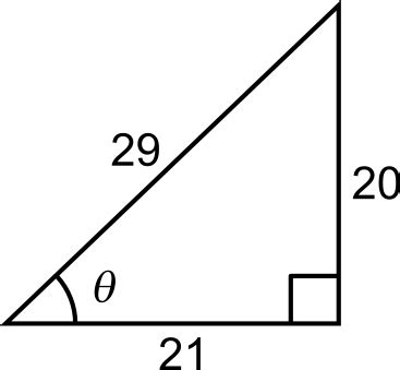 Given the triangle below, find sin(theta). Enter the answer as a ...