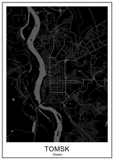 Map of the City of Tomsk, Russia Stock Illustration - Illustration of geography, scale: 160016010