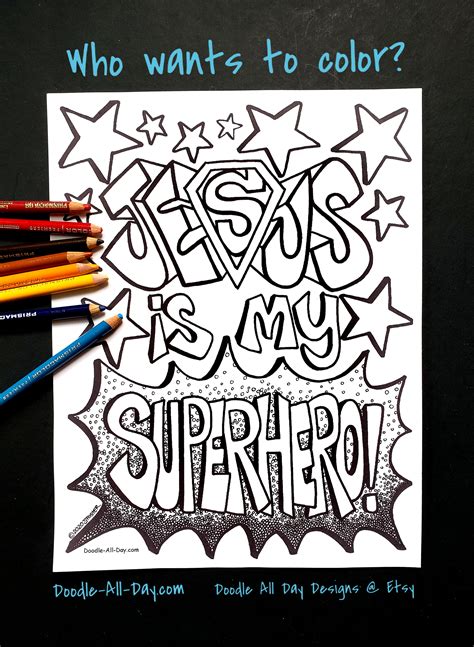 Superhero Coloring Page, Jesus is My Superhero, Superhero Coloring Page, Scripture Coloring ...