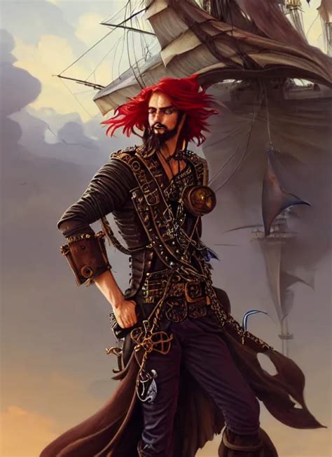 upper body shot of male pirate, D&D, handsome, | Stable Diffusion