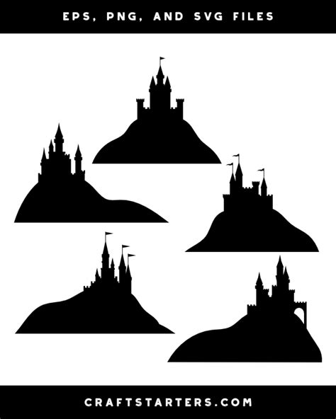 Castle On Hill Silhouette Clip Art