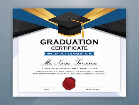 Plantilla de certificado de graduación | Vector Premium