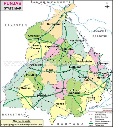 Punjab Map, State Map of Punjab, India