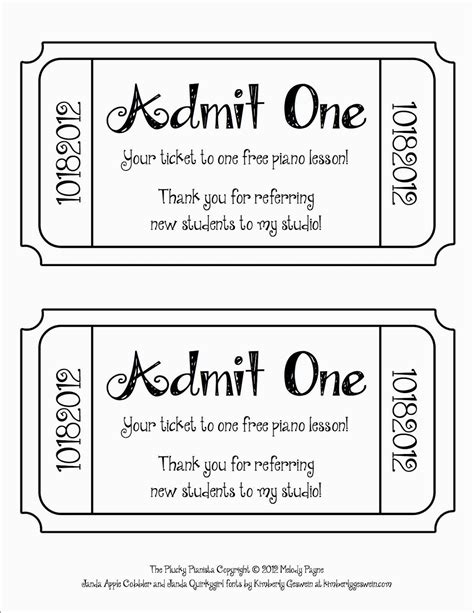 Free Printable Admission Ticket Template - Free Printable