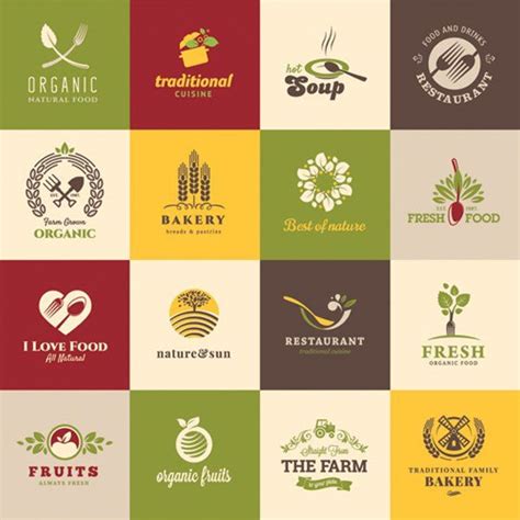 16 Metro Flat Organic Food Vector Logotypes | Logo food, Logo ...