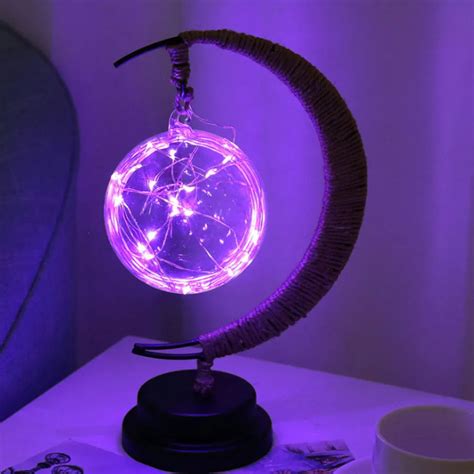 LED Star Moon Light Rattan Ball Apple Night Light Table Lamps for The Bedroom Child Birthday ...