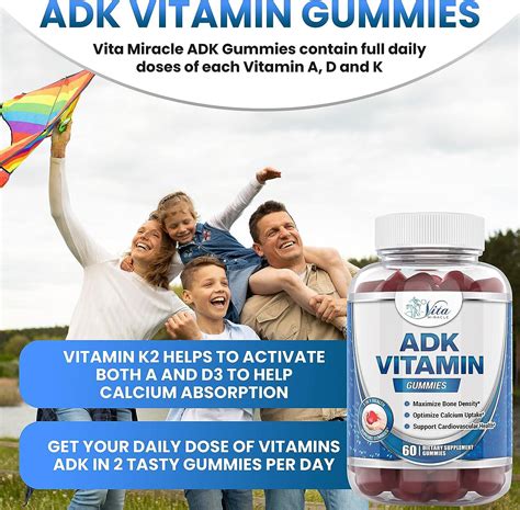 ADK Vitamin Supplement Gummies with 5000 IU D, 3000 IU A, 500mcg K ...