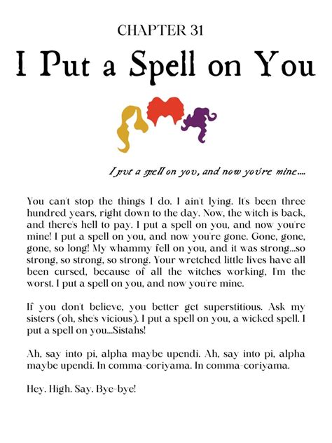 Hocus Pocus Song Lyrics Posteri Put a Spell on You - Etsy