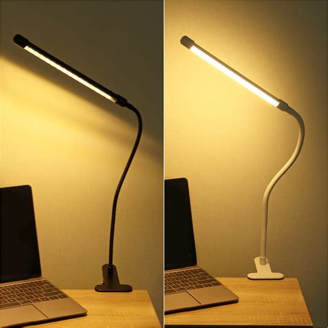 LED Desk Lamp, Dimmable Clip Light, Clip On Desk Light W/ Touch Switch 360° Flexible Gooseneck 3 ...