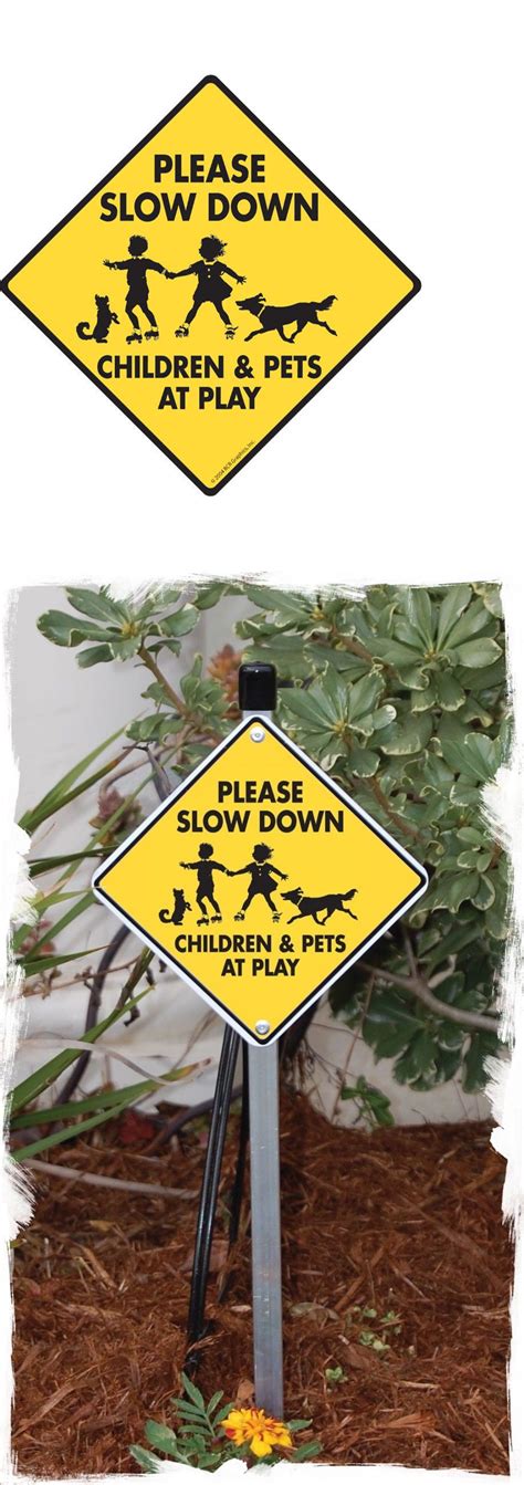 Please Slow Down - Children & Pets at Play Aluminum Dog Sign or Vinyl Sticker | eBay | Dog signs ...